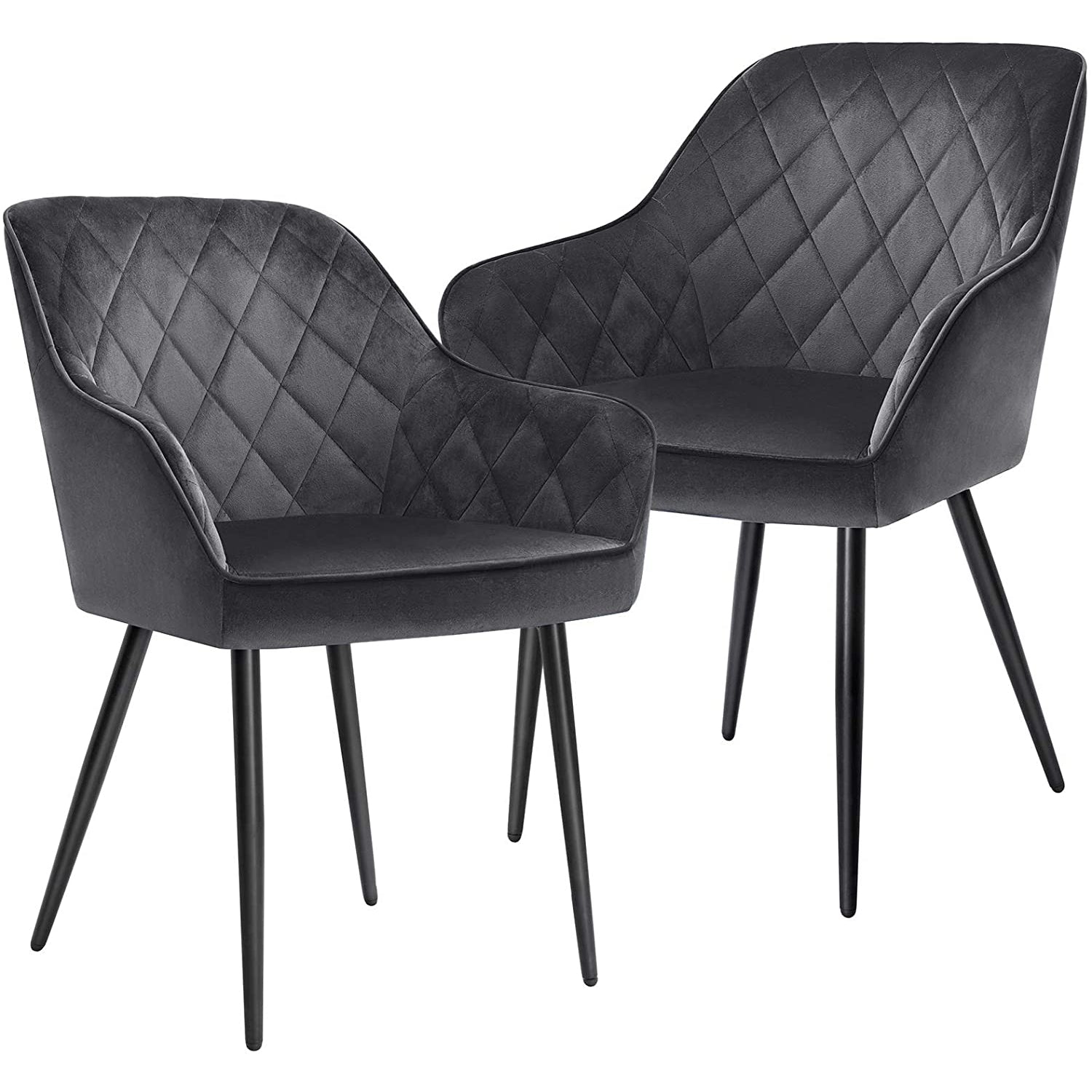 Nancy's Can Island Eetkamerstoelen - Set Van 2 - Keukenstoelen - Gestoffeerd - Grijs - Fluweel / Staal