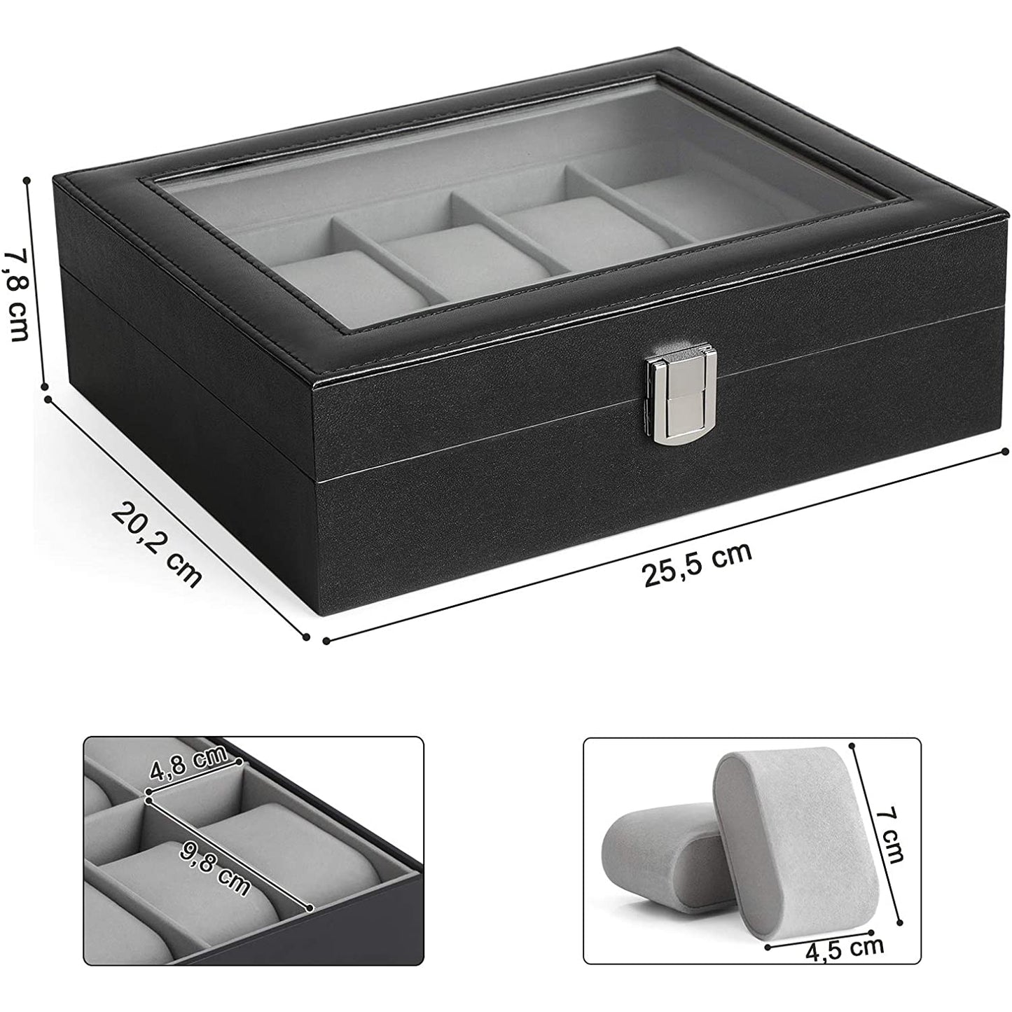 Nancy's Watch Box - Boîtier de montre - Rangement de montres - Boîte de rangement pour 10 montres
