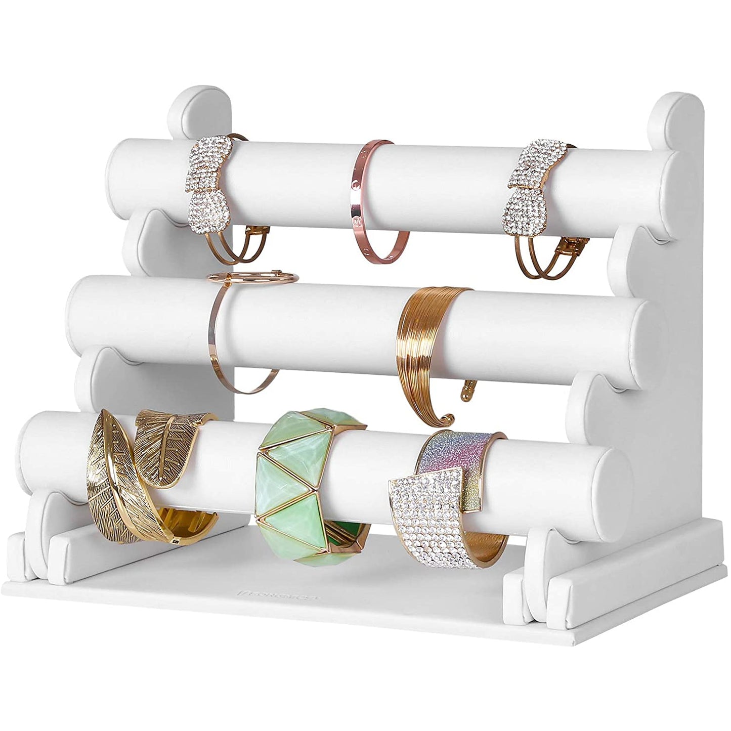 Présentoir à bijoux Fournier de Nancy - Présentoir à bijoux - 3 niveaux - PVC - MDF - Blanc - 30 x 8 x 17,5 cm