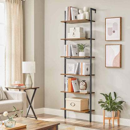 Nancy's Wellington Bookcase - Ladder cabinet - Wall cabinet - Book rack - Storage space - Industrial - Brown - Engineered Wood - Metal - 60 x 30 x 204.8 cm
