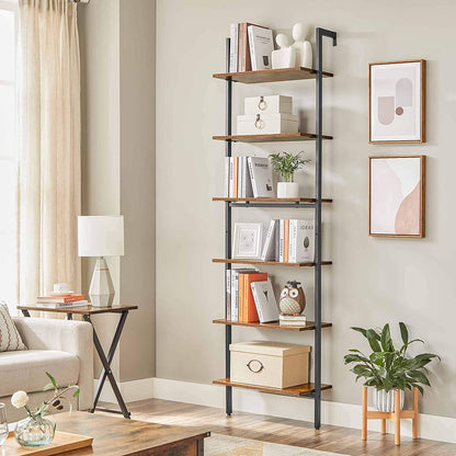 Nancy's Wellington Boekenregaal - Ladderkast - Wandkast - Boekenrek - Opbergruimte - Bruin - ± 60 x 30 x 205 cm