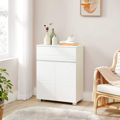 Nancy's Bradley Badkamerkast - Opbergkast - Sideboard - Openslaande Deuren - Lade - Wit - MDF - 60 x 30 x 80 cm