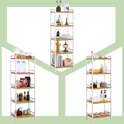 Nancy's Camp Creek Wandkast - Opbergrek - Keukenkast - Bamboe - Wit - ± 45 x 30 x 140 cm