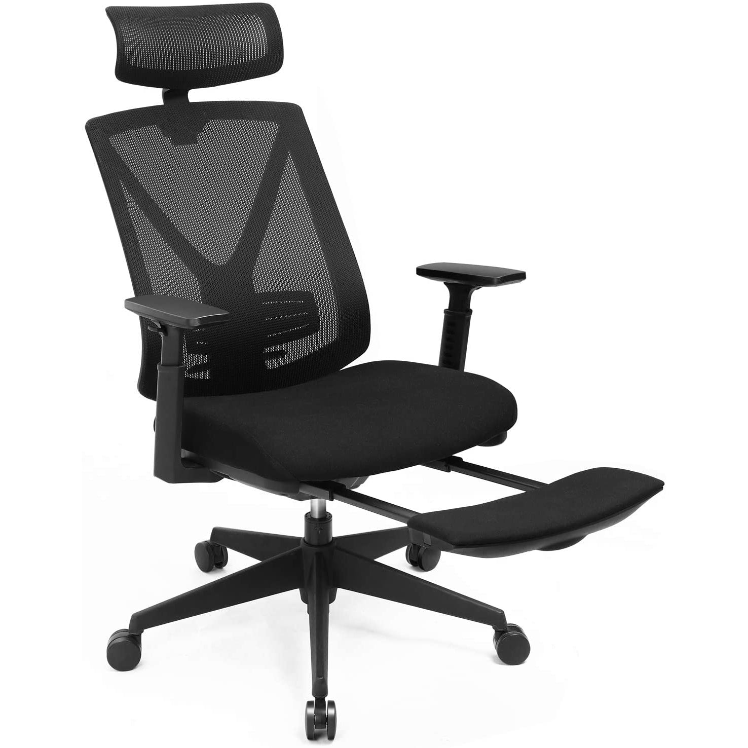 Nancy's Chelmsford Office chair - Swivel chair - Headrest - Height adjustable - Rocker function - Lumbar support - Ergonomic - Black - Plastic - Mesh - 68.5 x 70 x (116-133) cm 