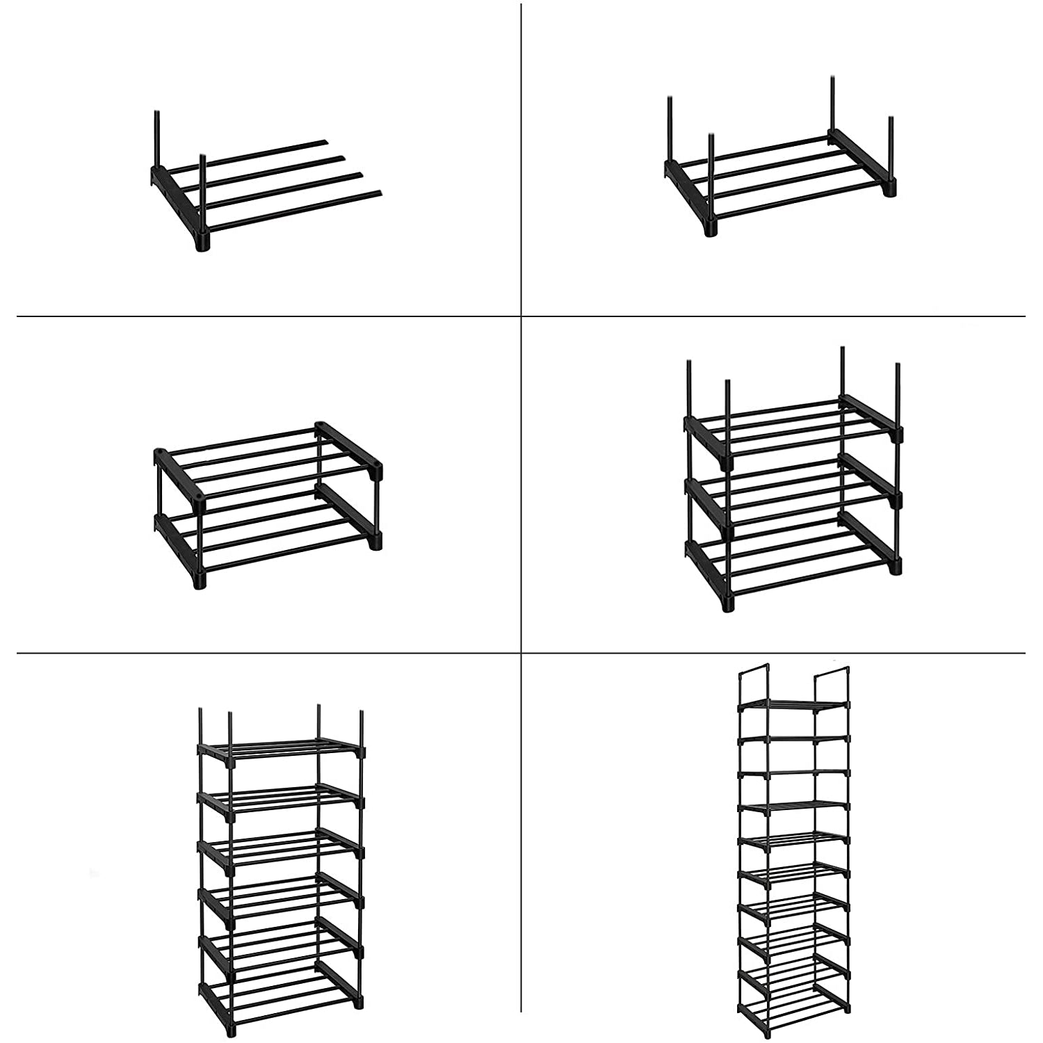 Nancy's Elkhart Schoenenrek - Schoenenkast - Opbergrek - 10 Niveaus - Zwart - Staal - ± 45 x 30
