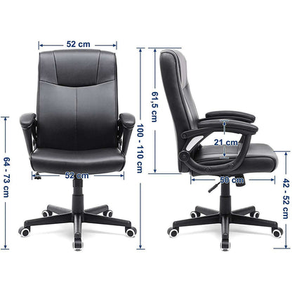 Nancy's Hamilton Heights Luxe Zwarte Bureaustoel - Ergonomische Bureaustoelen - Bureaustoelen Voor Volwassenen