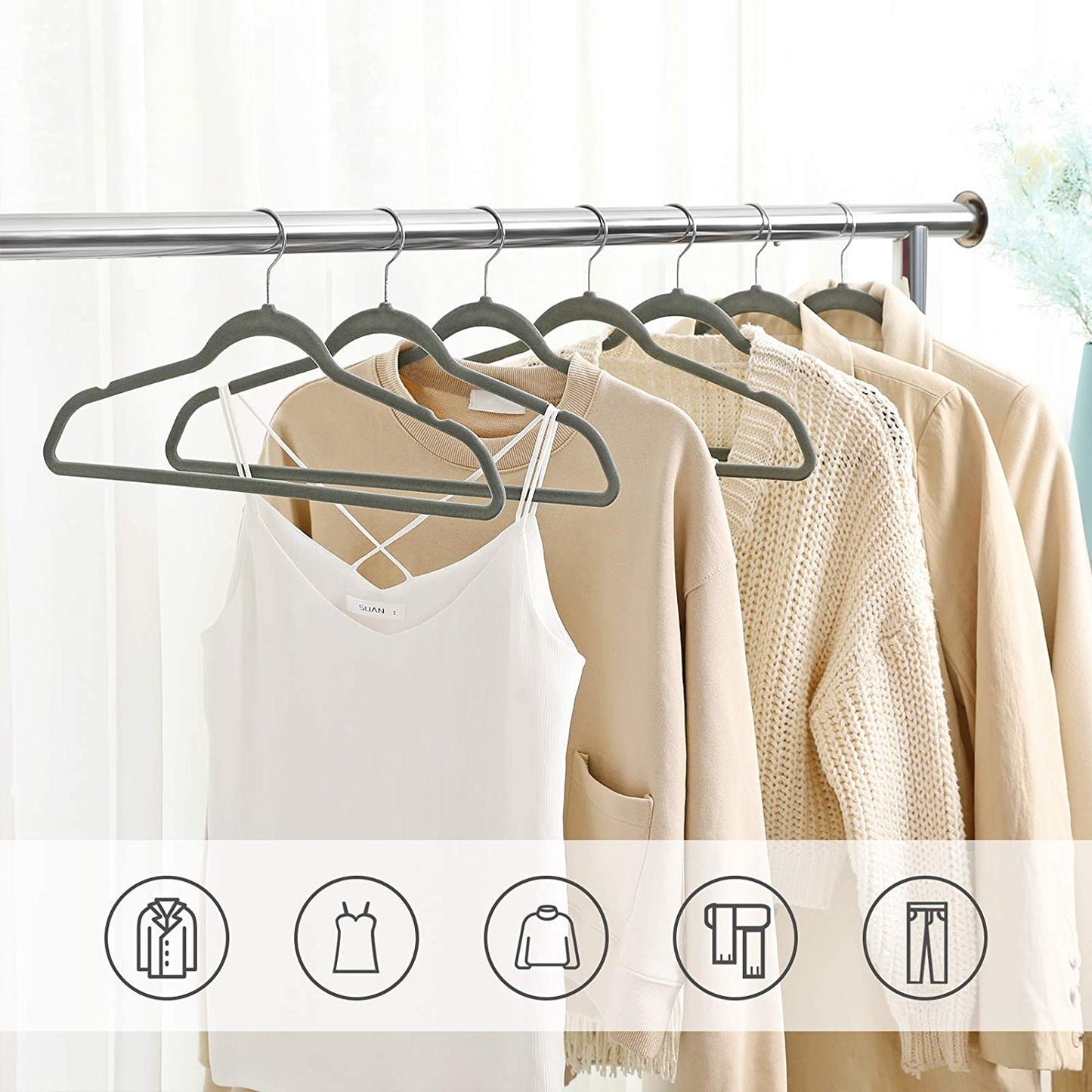 Nancy's Fluwelen Kledinghangers - Set Van 30 - Anti-Slip - Draaibare Haak - Jassen - Shirts - Grijs