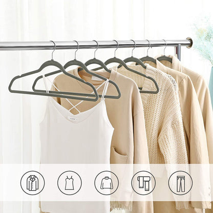 Nancy's Fluwelen Kledinghangers - Set Van 30 - Anti-Slip - Draaibare Haak - Jassen - Shirts - Grijs