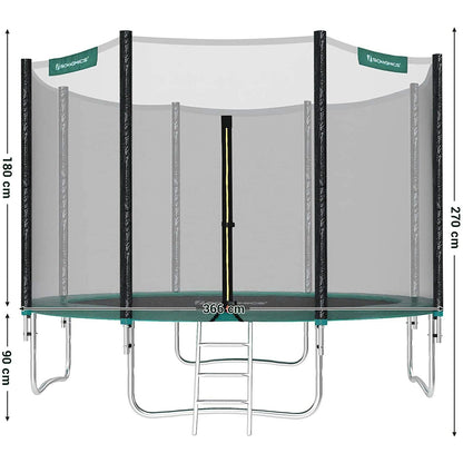 Nancy's Draper Trampoline - Tuintrampoline - Veiligheids Behuizing - Ladder - Zwart - Groen - Zilver - Staal - 305/366 cm
