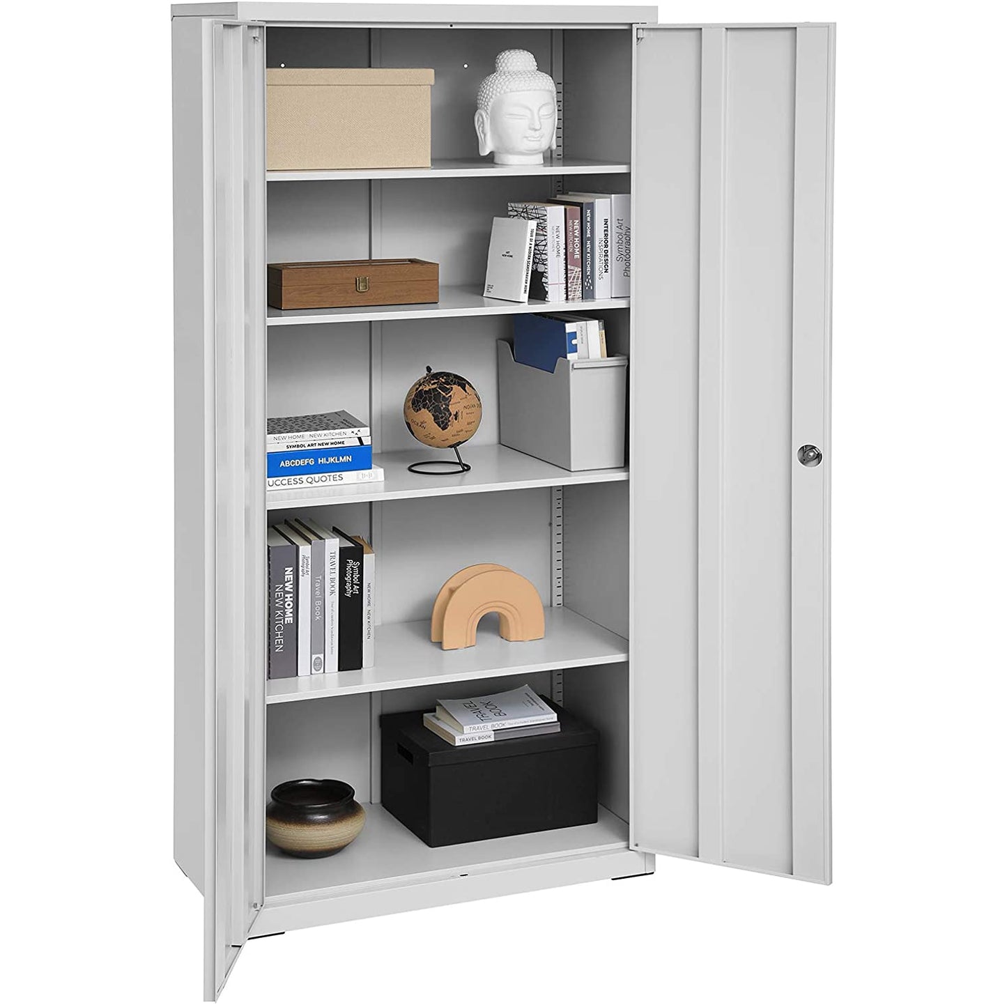 Nancy's Lenox Filing Cabinet - Office Cabinet - Storage Cabinet - 5 Shelves - Steel - Gray