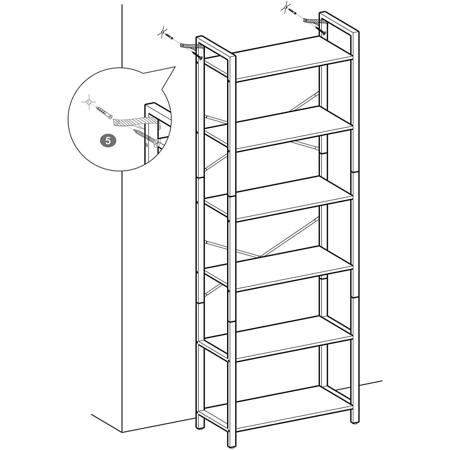 Nancy's Bloomington Boekenkast - Opbergkast - Wandkast - Hout / Staal - ± 65 x 30 x 185 cm