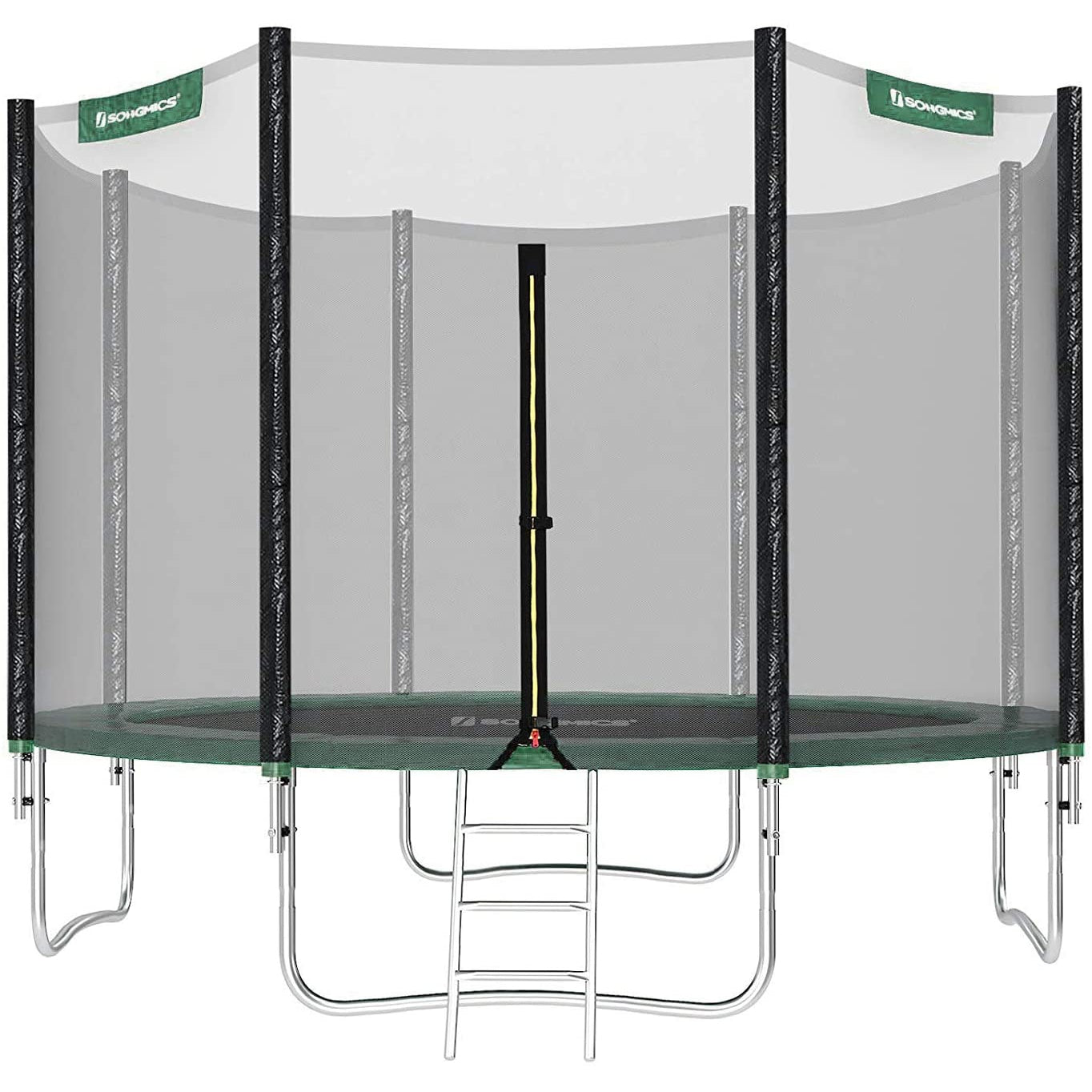 Nancy's Draper Trampoline - Tuintrampoline - Veiligheids Behuizing - Ladder - Zwart - Groen - Zilver - Staal - 305/366 cm