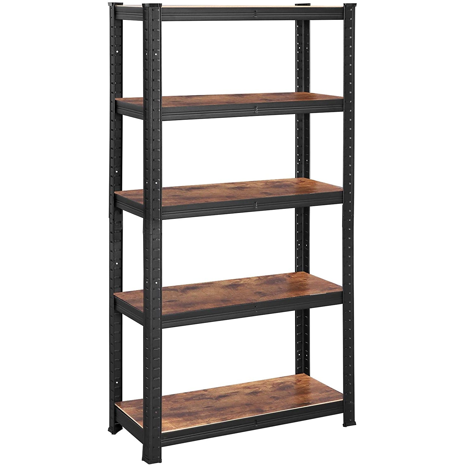 Nancy's Caire Storage Rack - Bookcase - Storage Cabinet - 5 Shelves - Industrial - Multifunctional - Black - Brown - Steel - MDF - 150 x 75 x 30 cm