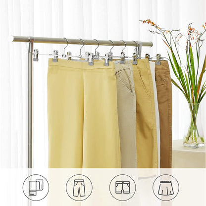 Nancy's Luxe Kledinghangers - Broekhangers - Set Van 20 - Rokhanger - Verstelbare Clips - 360° draaibaar - Zilvergrijs