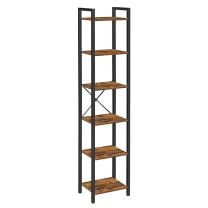 Nancy's Covina Opbergrek - Boekenrek - Open Kast - Wandkast - Bruin / Zwart - ± 40 x 30 x 190 cm