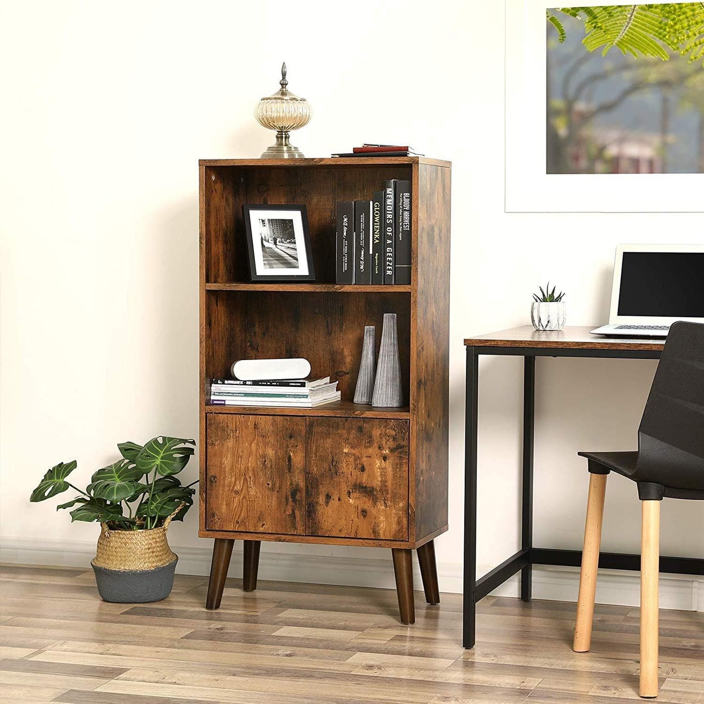 Nancy's Cambridge Retro Boekenkast - Vintage Houten Kast - Kasten - 120 x 60 x 30 cm