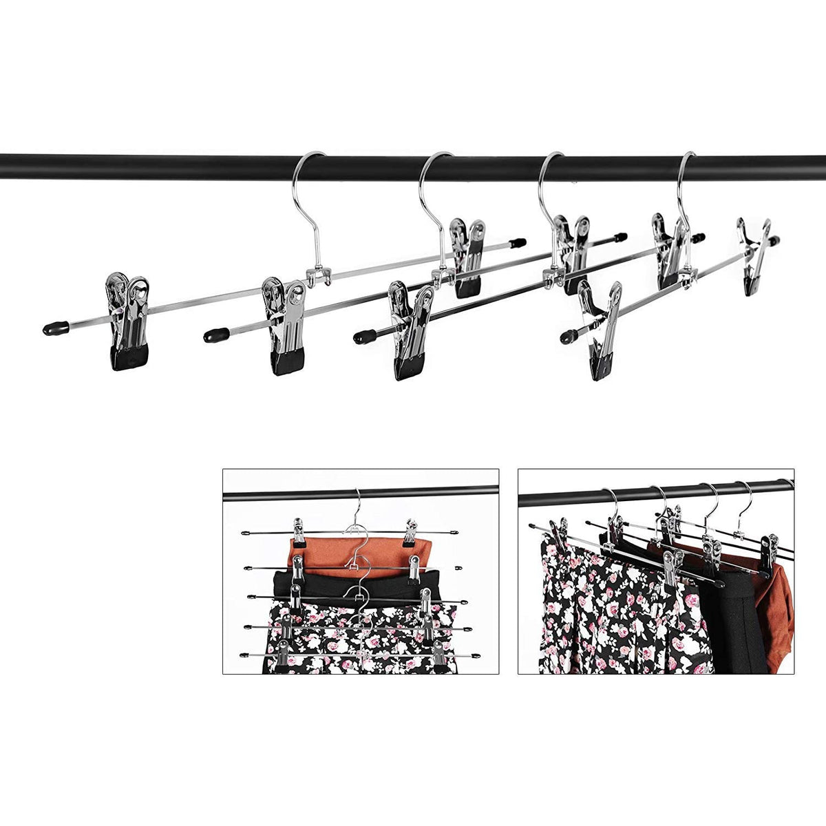 Nancy's Kledinghangers - 20 x metalen broekhanger - Kledinghanger - Kleerhanger extra breed - Antislip - 40 x 10,5 cm - Verchroomd