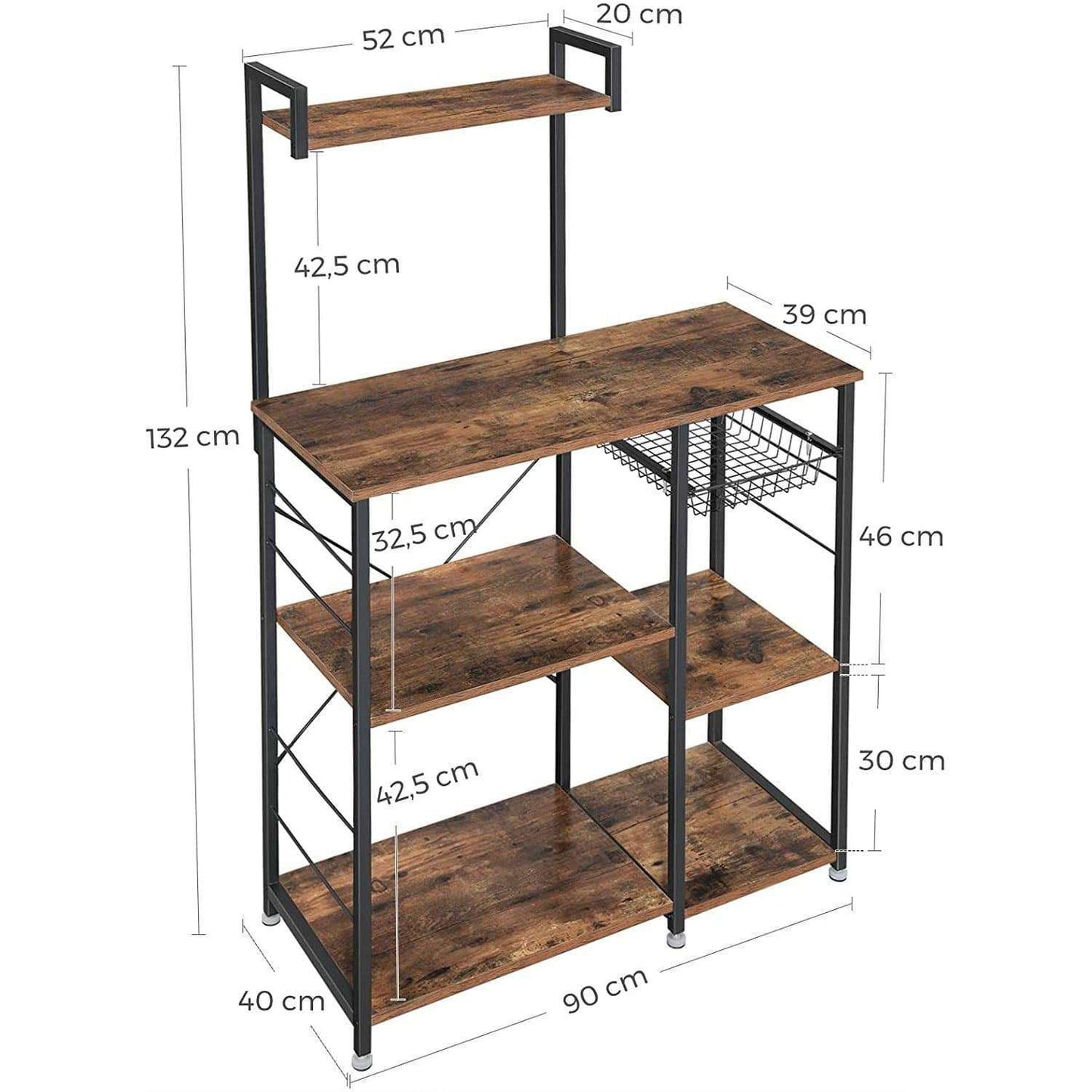 Armoire de cuisine Nancy's Huntsville - Armoires de cuisine - Industriel - Marron/Noir - 90 x 40 x 132 cm (L x L x H)