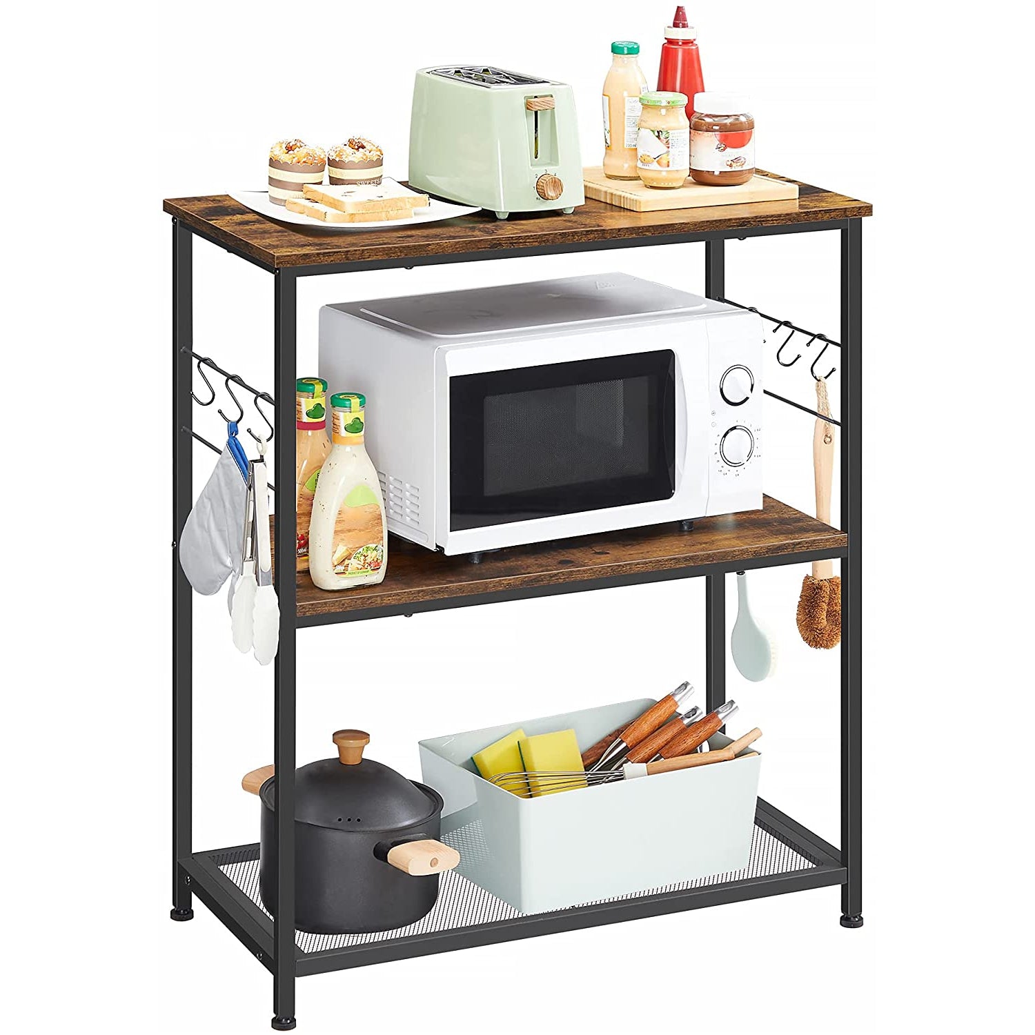 Nancy's Franklin Keukenrek - Organizer - Opbergkast - Vintage Bruin / Zwart - 80 x 40 x 90 cm