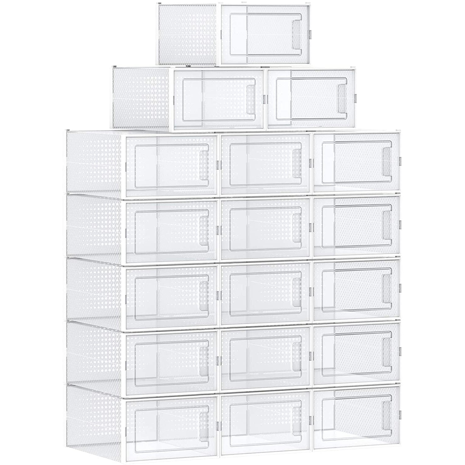 Nancy's Shoe Boxes - 18 Storage Boxes - Foldable and stackable - Size 44 - Transparent-white - 31 x 24.5 x 17.5 cm