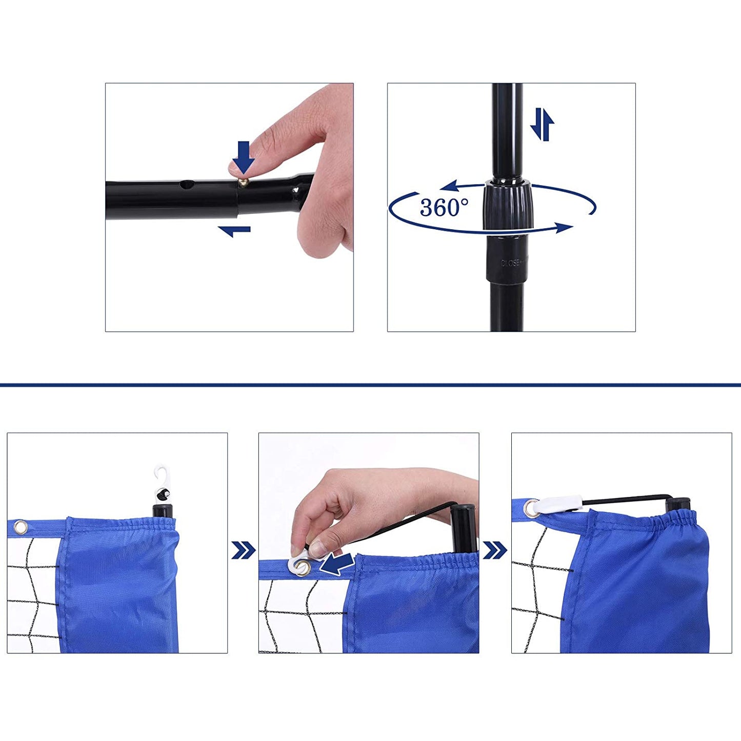 Nancy's Fullarton Badmintonnet - Tennisnet - Hoogte Verstelbaar - Ijzer Frame - Transporttas - Blauw - Zwart - Geel