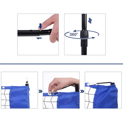 Nancy's Fullarton Badmintonnet - Tennisnet - Hoogte Verstelbaar - Ijzer Frame - Transporttas - Blauw - Zwart - Geel