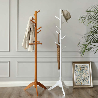 Nancy's Cazaville Kapstok - Boomvormig - Vrijstaand - 8 Haken - Massief Hout - Rubberhout - Wit - ‎57 x 57 x 177 cm