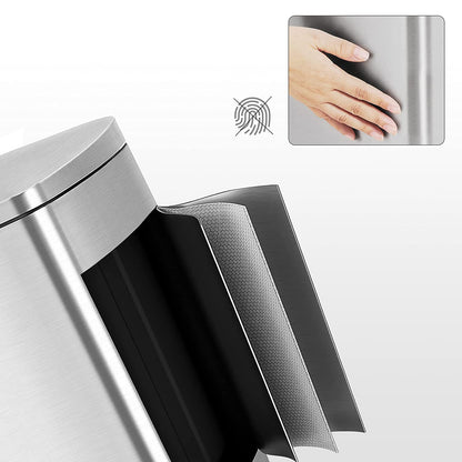 Nancy's Greenland Trash Can - Pedal bin - 50L - Steel - Inner bin - Airtight - Waterproof - Silver - 42.4 x 32 x 65 cm 