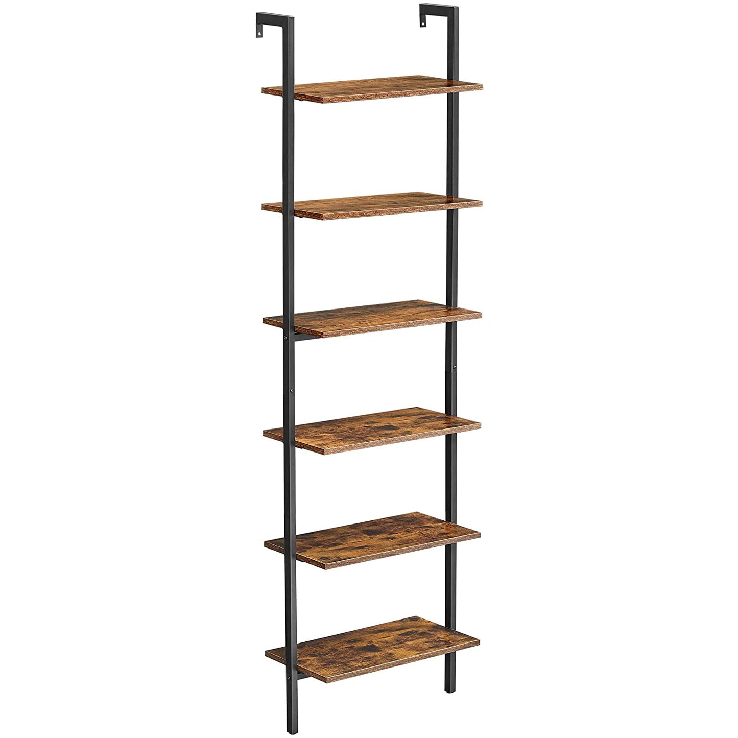 Nancy's Wellington Boekenkast - Ladderkast - Wandkast - Boekenrek - Opbergruimte - Industrieel - Bruin - Bewerkt Hout - Metaal - 60 x 30 x 204,8 cm