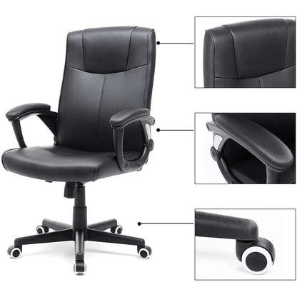 Nancy's Hamilton Heights Luxe Zwarte Bureaustoel - Ergonomische Bureaustoelen - Bureaustoelen Voor Volwassenen
