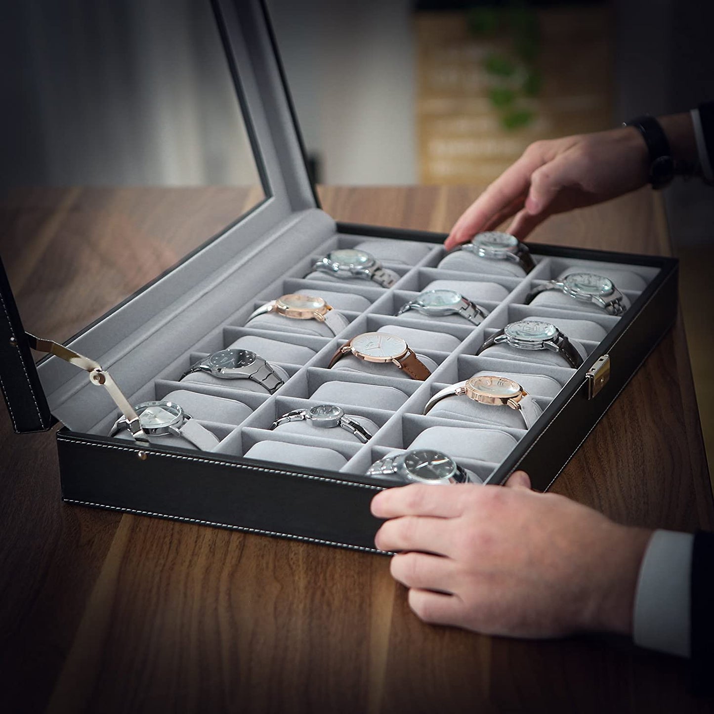 Nancy's Watchbox - Boîte à montres avec miroir - 24 montres