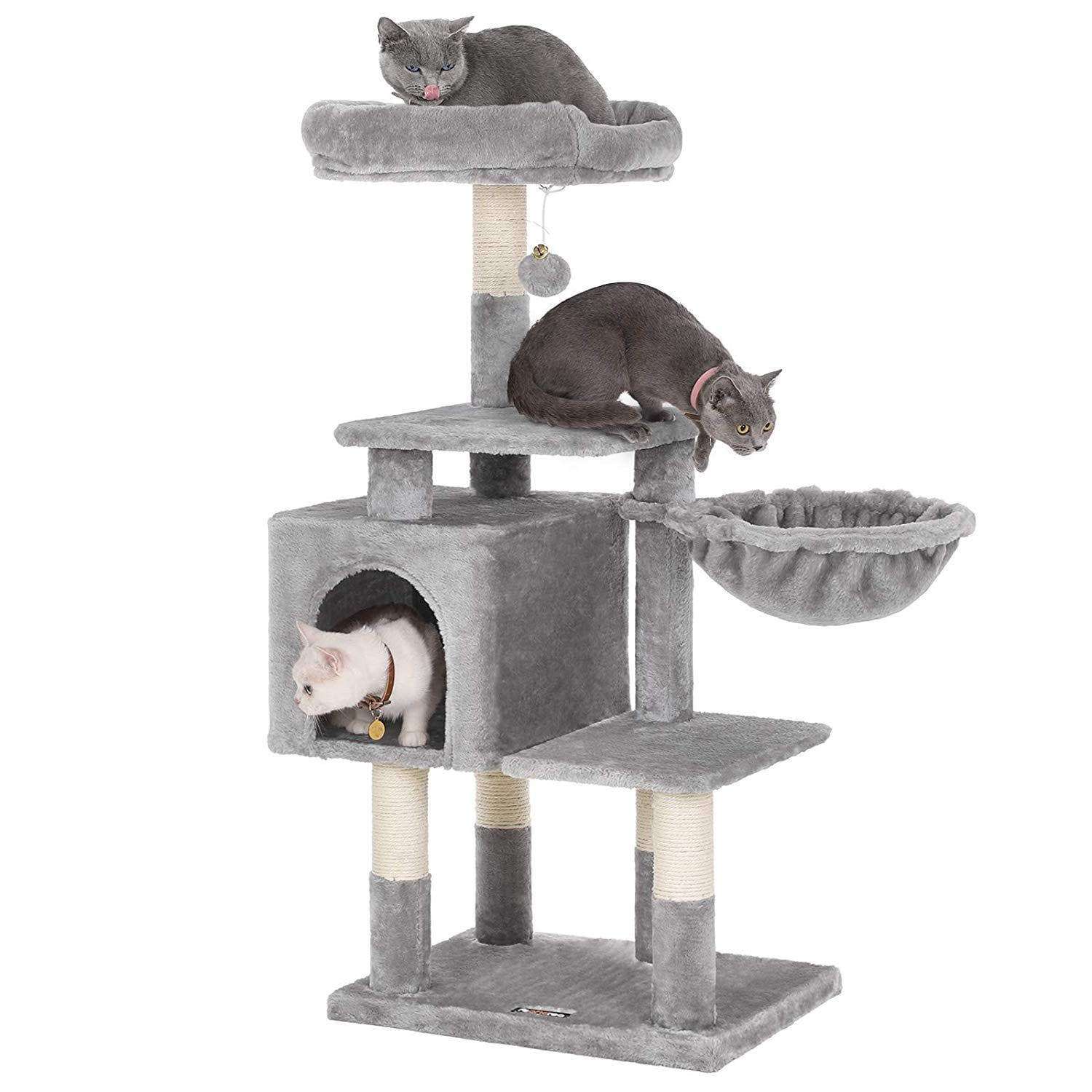 Nancy's Multilevel Kattenboom - Kat toren - Krabpaal - Klimboom voor katten - Lichtgrijs - 50 x 40 x 110 cm
