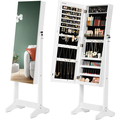 Nancy's Rosemead Sieradenspiegel - Sieradenkast - Spiegelkast - Wit - ± 40 x 35 x 150 cm