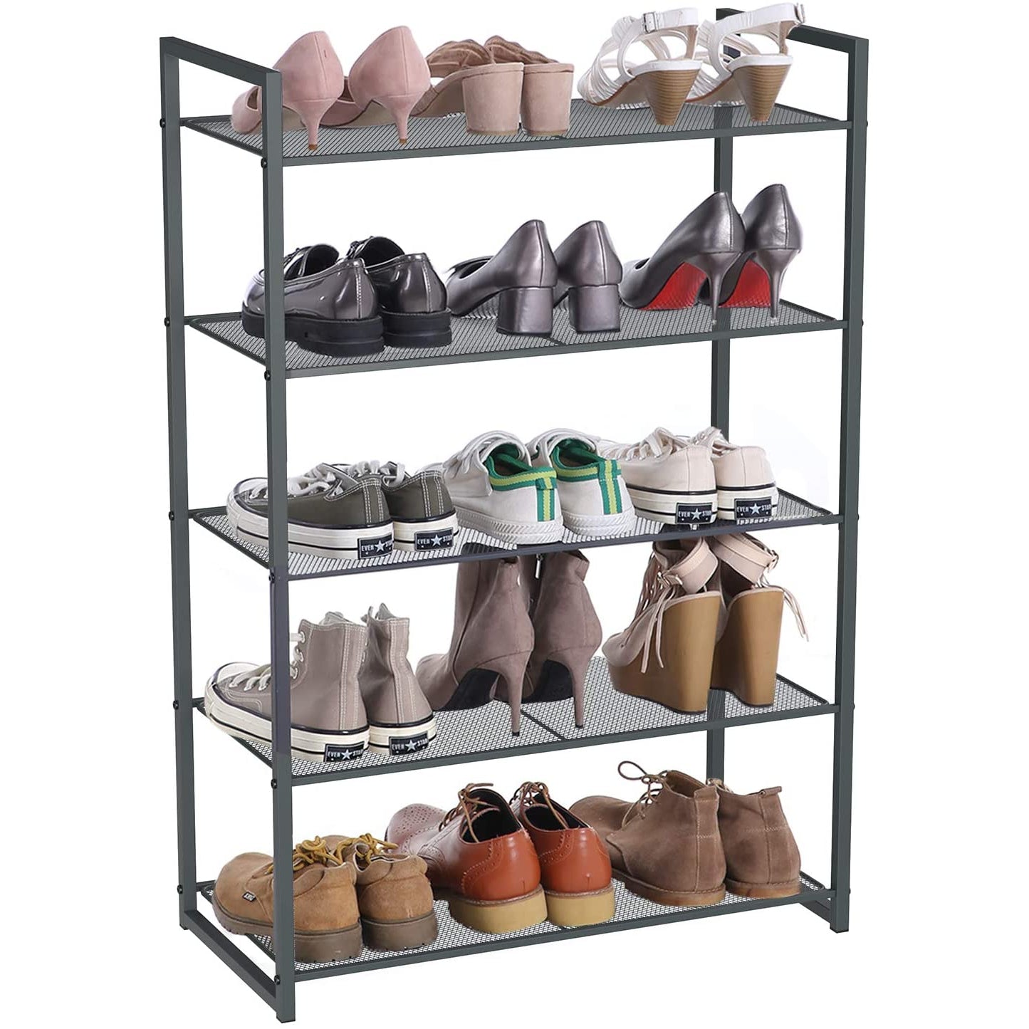 Nancy's Schoenenrek met 5 planken - Stapelbare Schoenenorganizer - Voor 15-20 paar schoenen - Schoenenkast - Metaal -  63 x 30 x 92 cm