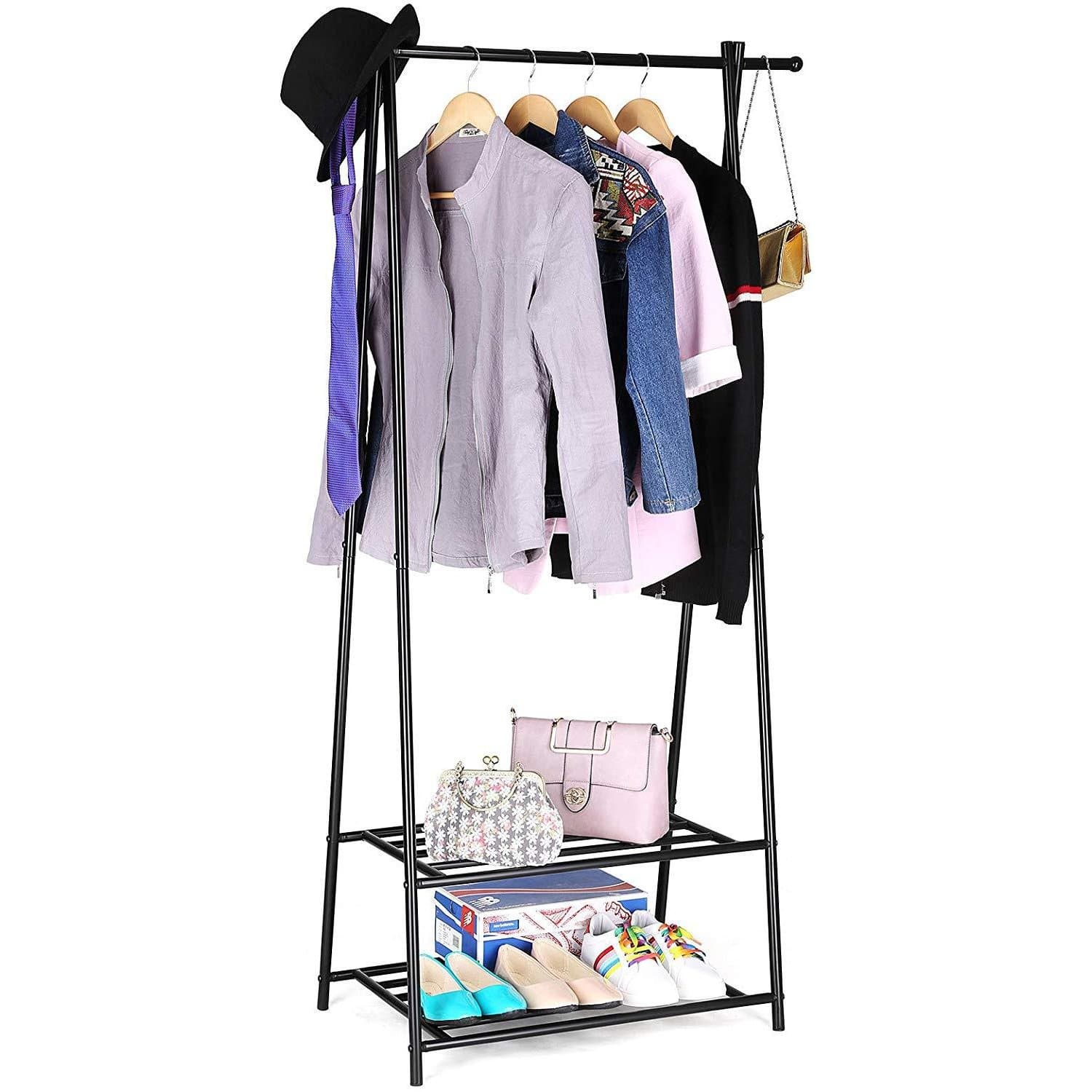 Nancy's Edroso Kledingstandaard - Kledingrek - Kledingstang - Schoenenrek - Zwart - ± 90 x 40 x 155 cm