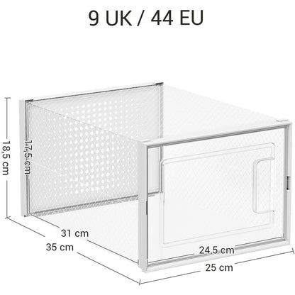 Nancy's Schoenendozen - 18 Opbergdozen - Opvouwbaar en stapelbaar - Maat 44 - Transparant-wit - 31 x 24,5 x 17,5 cm