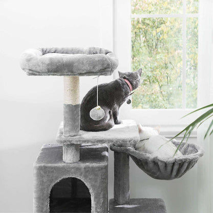 Nancy's Multilevel Kattenboom - Kat toren - Krabpaal - Klimboom voor katten - Lichtgrijs - 50 x 40 x 110 cm