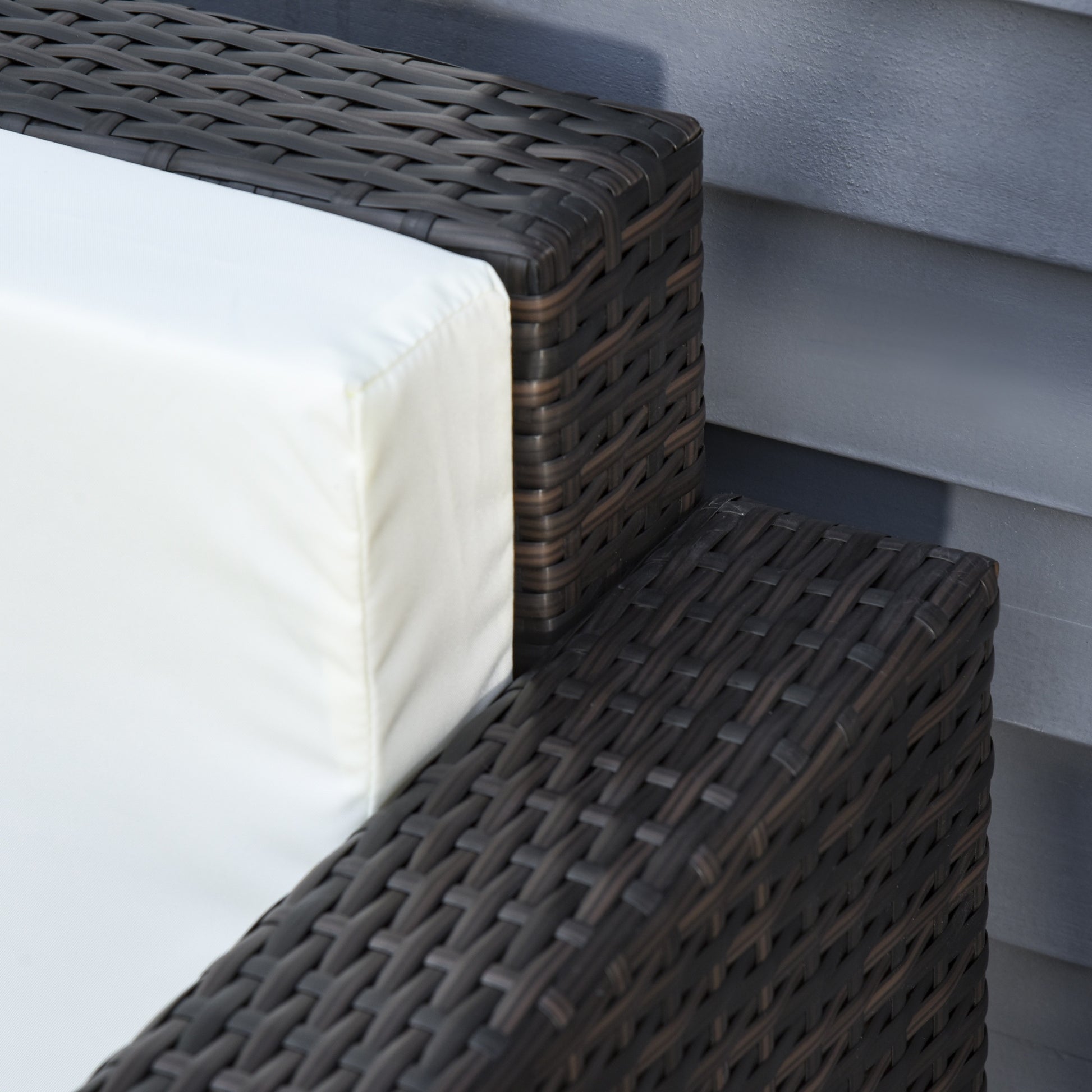 Nancy's Kewaunee Loungebank - 3-Zits - Tuinbank - Rotan - Bruin / Wit