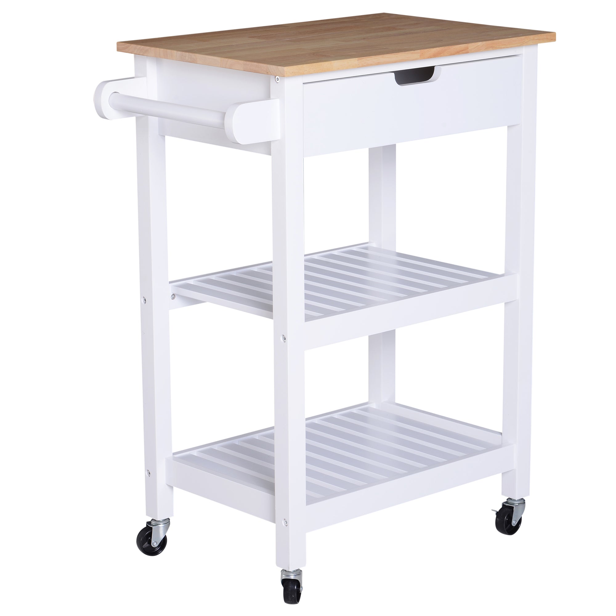 Nancy's Wooster Kitchen trolley - Serving trolley - Kitchen trolley - Drawer - Shelves - Handle - Wood - 64 x 39 x 84.5 cm - White - Natural Color
