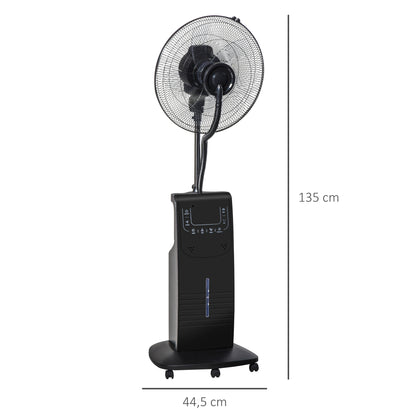 Nancy's New Haven Statiefventilator  - Mistventilator - LED-Paneel - 3 Snelheden - Staal - Zwart - 44,5 x 135 cm