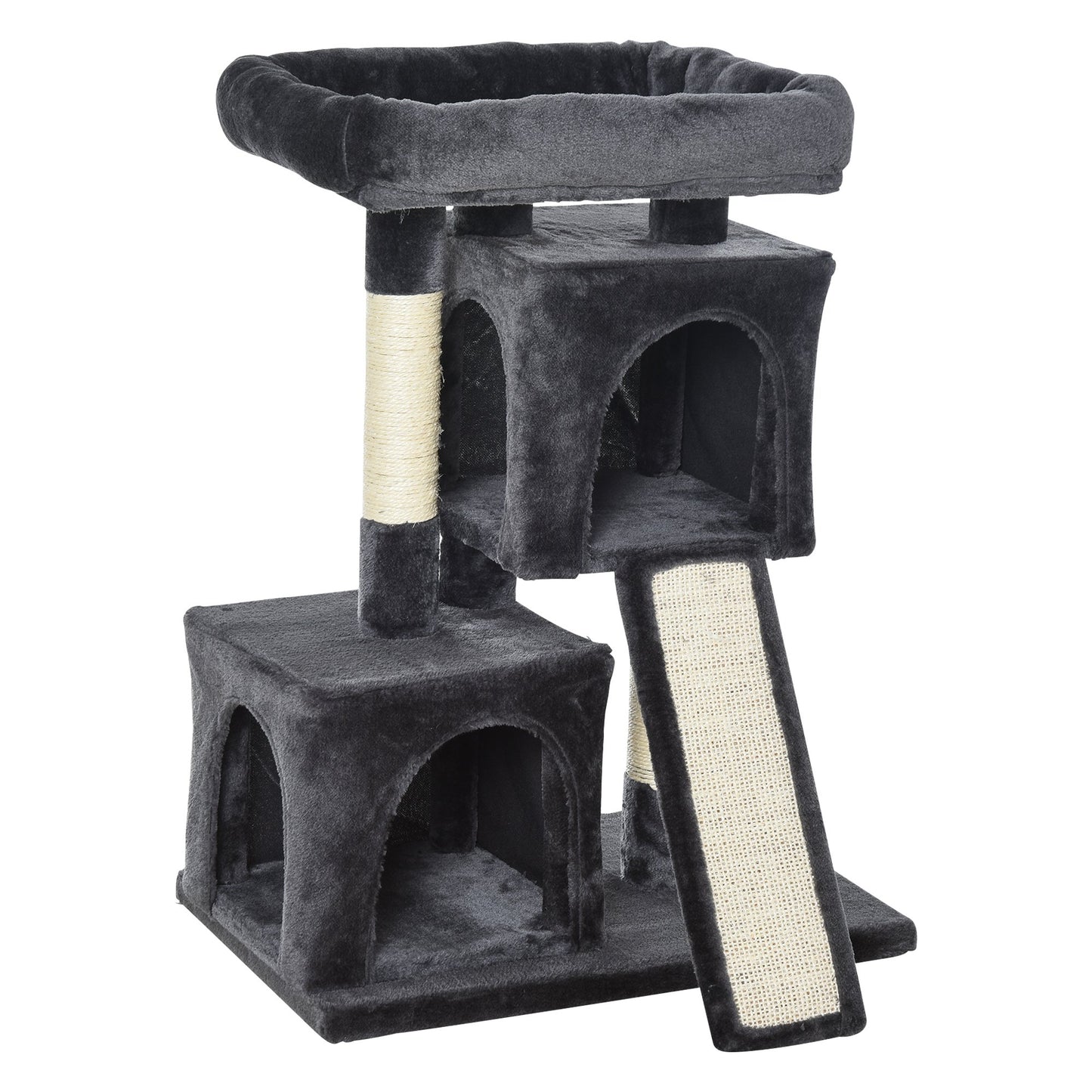 Nancy's Santa Barbara Krabpaal - Kattenbed - Speelboom - Klimgrot - Pluche - Donkergrijs