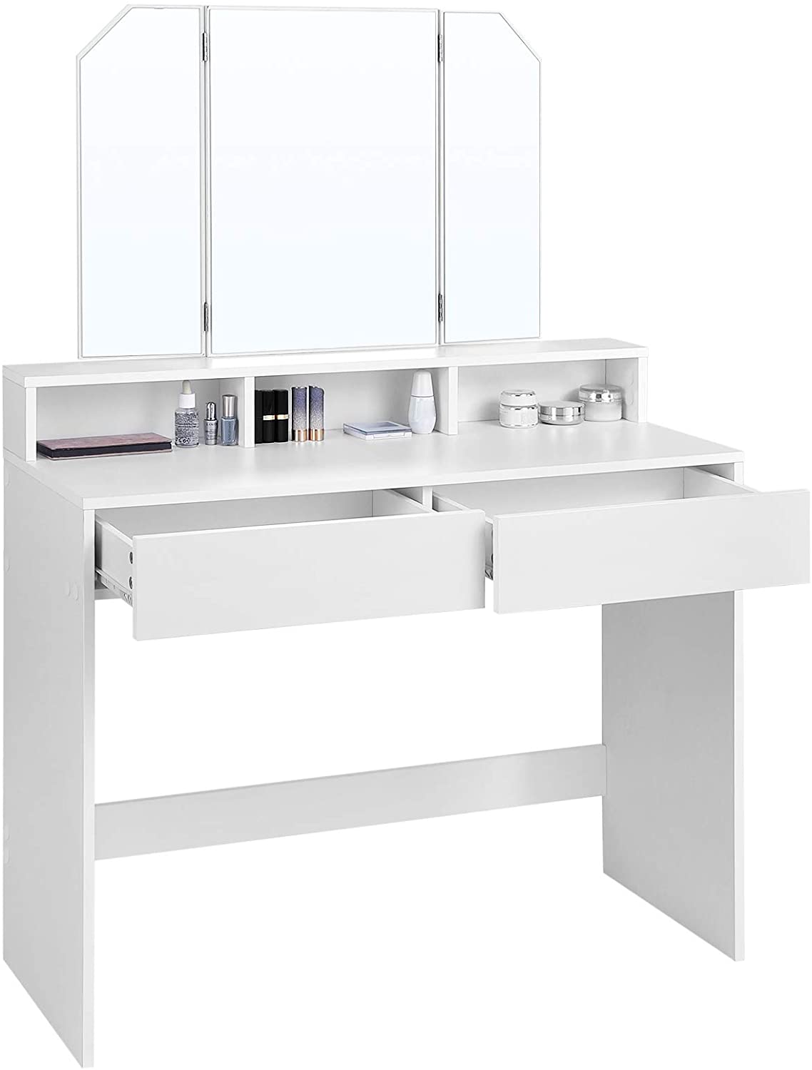 Nancy's Bryants Corner Make-up Tafel met Spiegel - Kaptafel - Beauty Tafel - Wit - ± 100 x 40 x 140 cm