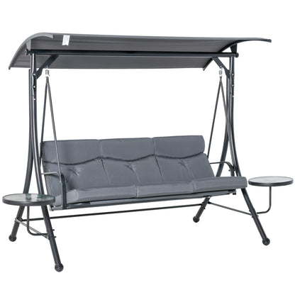 Nancy's Price Garden Swing - Steel/Polyester - 3-seater Swing Bench - Modern - Gray/Black - 278 x 125 x 177 cm