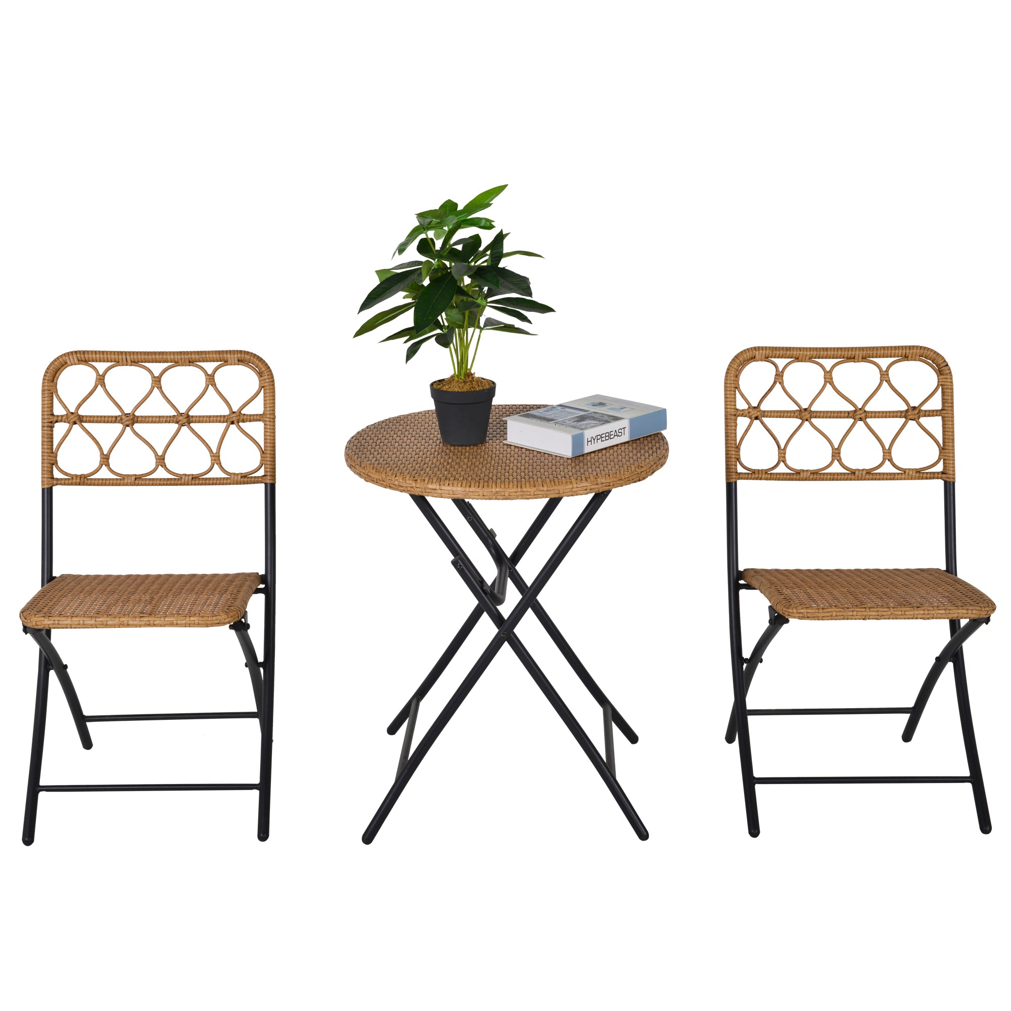 Nancy's Caldwell Garden seating group - Bistro set - Foldable - Steel - Natural - 60 x 71 cm