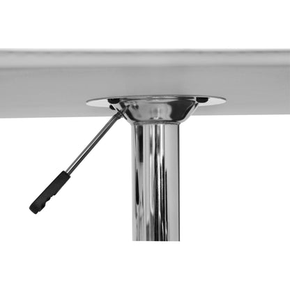 Table haute Raymond de Nancy - Table de bistro - 60 x 60 cm - Aspect cuir - Blanc - Chrome - Argent - Carré