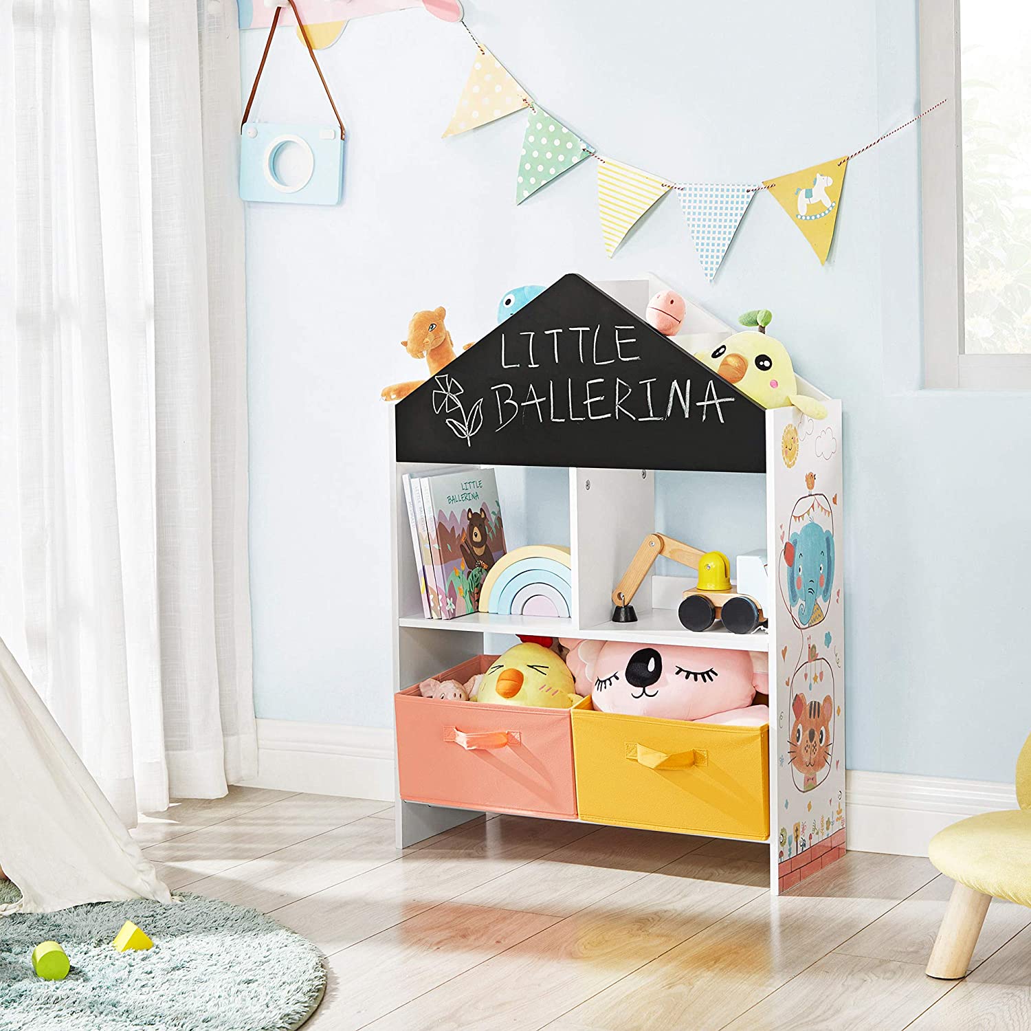 Nancy's Rexburg Toy Organizer - Armoire pour chambre d'enfant - Armoire de rangement - Protection contre l'inclinaison - Chambre d'enfant - Blanc - Noir - Orange - Jaune - MDF