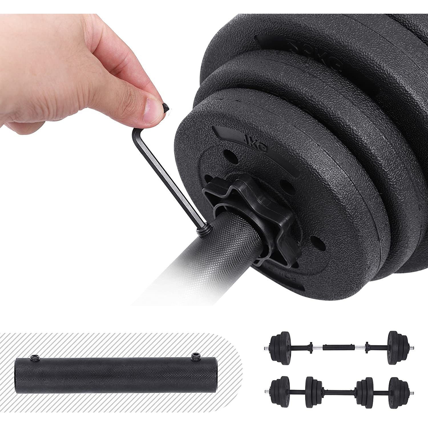 Nancy's Fuller Halterset - Dumbells Set - Halterstang - 16 Schrijven - Zwart