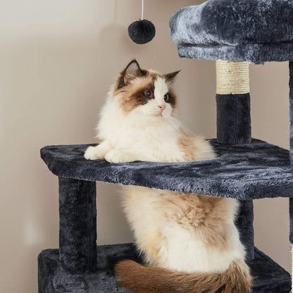 Nancy's Copperfield Scratching Post - Cat Tree - Hammock - Cave - Plush - Sisal - 6 Levels - Smoke Gray - 50 x 45 x 142 cm