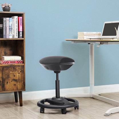 Nancy's Hazelgrove Work Stool - Ergonomic - On Wheels - Tiltable - Height Adjustable - Rotatable - Black - Fabric - Nylon - Iron - 50 x 50 x 55-73 cm 