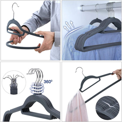 Nancy's - Ruimtebesparende Antislip kleerhangers - 20 Stuks - Ultra Dunne Kleerhangers met 360 graden draaibare haak - Kledinghangers